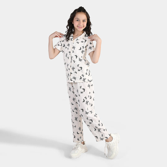 Girls Linen Viscose Nightwear Butterfly