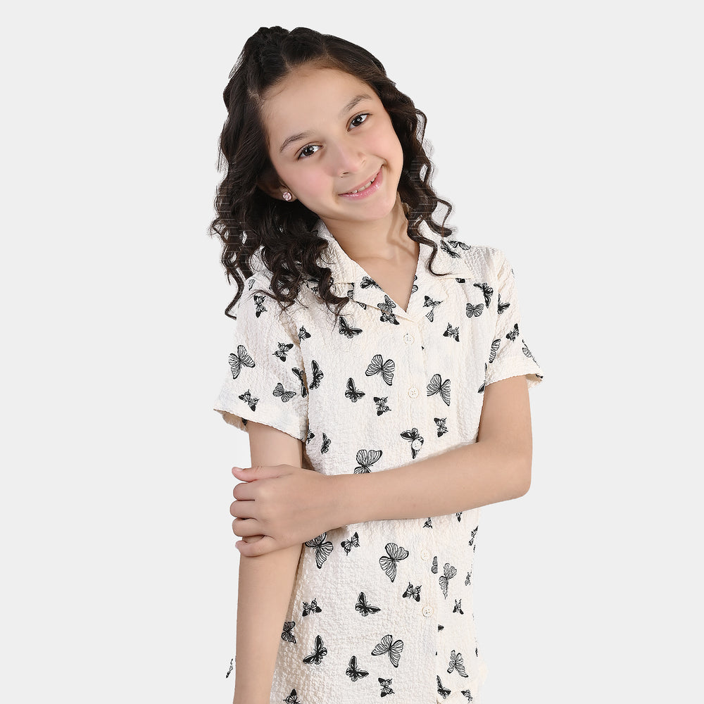 Girls Linen Viscose Nightwear Butterfly