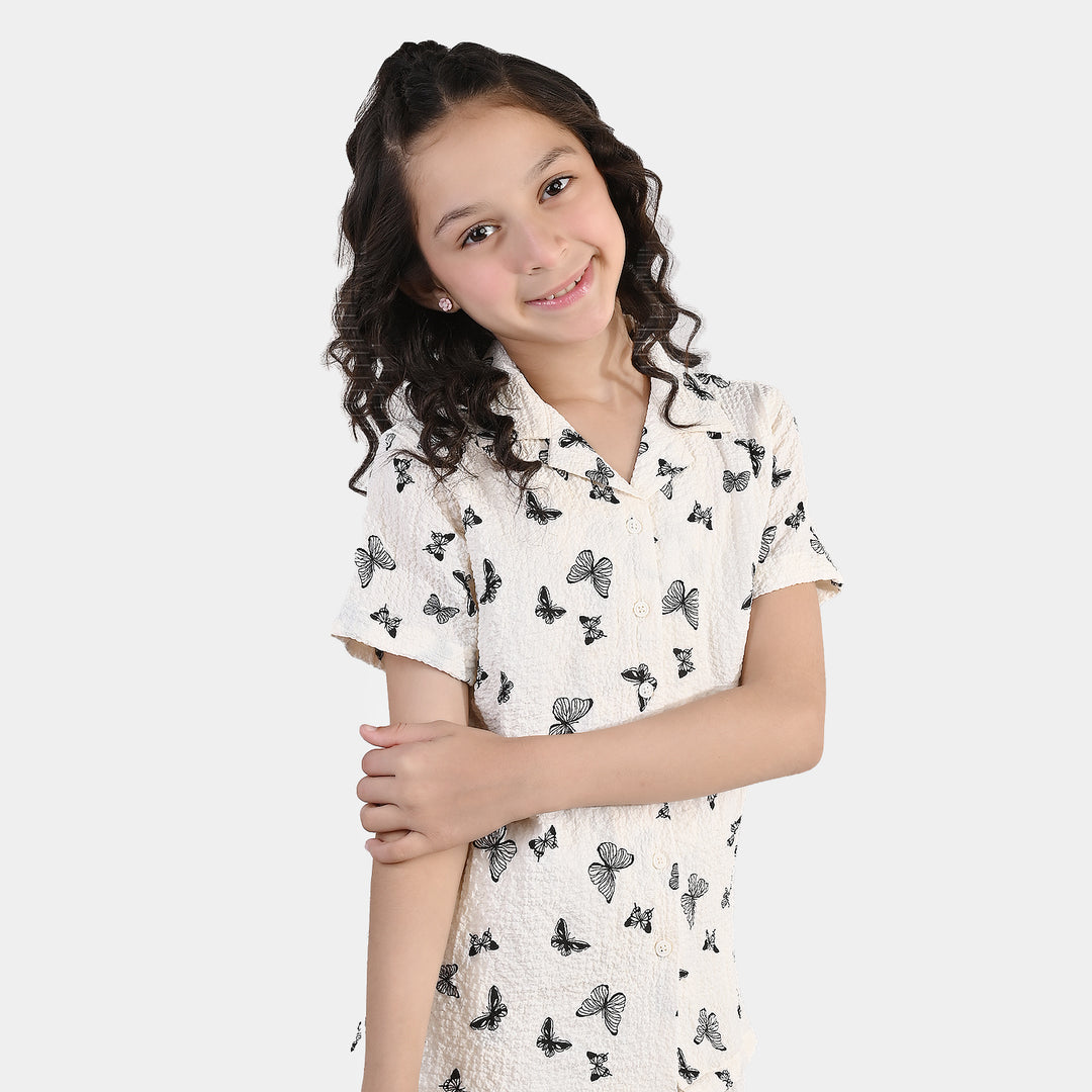 Girls Linen Viscose Nightwear Butterfly