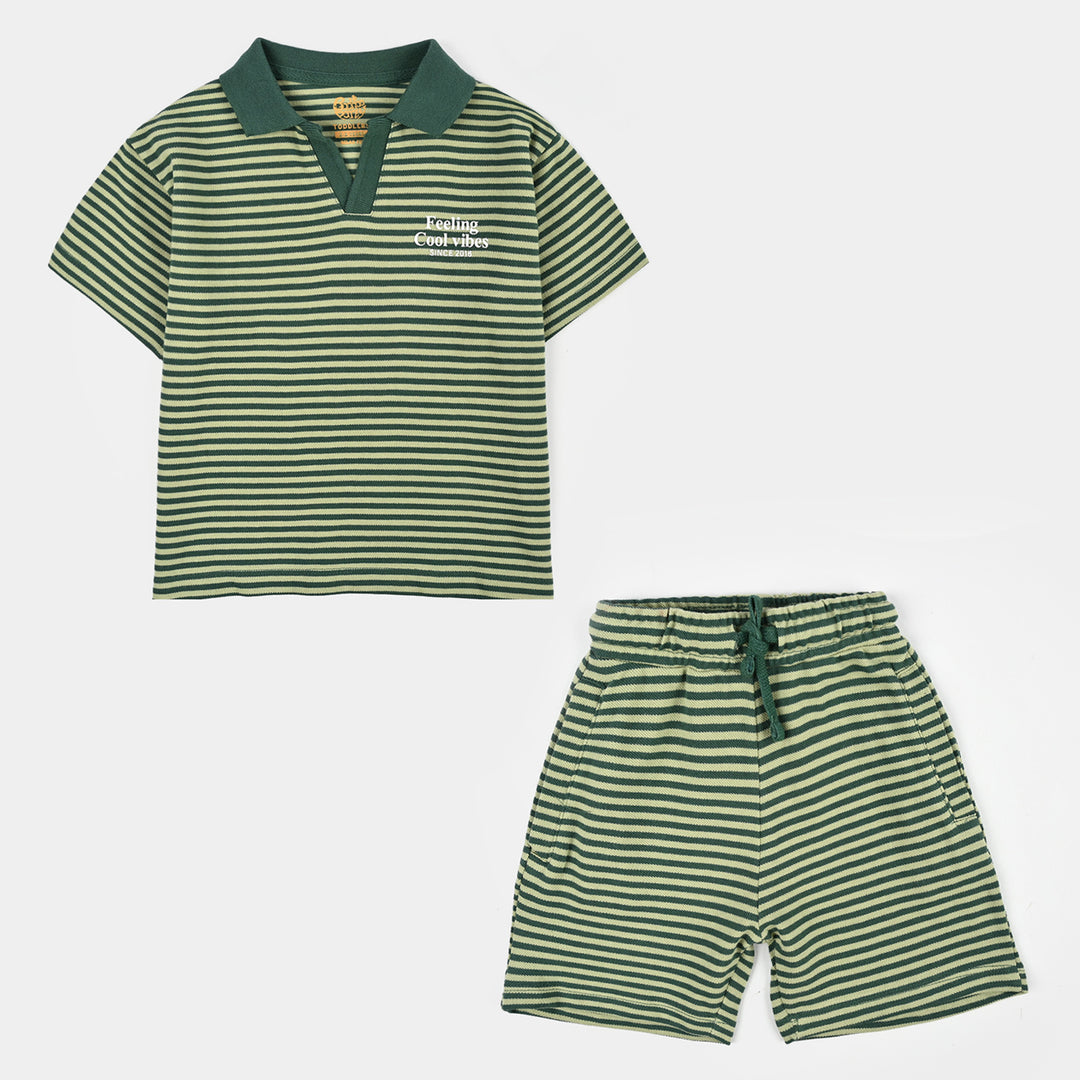Boys Cotton 2Piece Suit Feeling Cool Vibes - Green