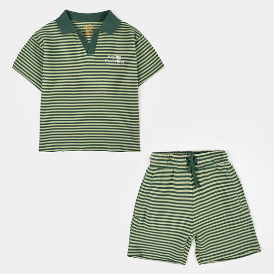 Boys Cotton 2Piece Suit Feeling Cool Vibes - Green