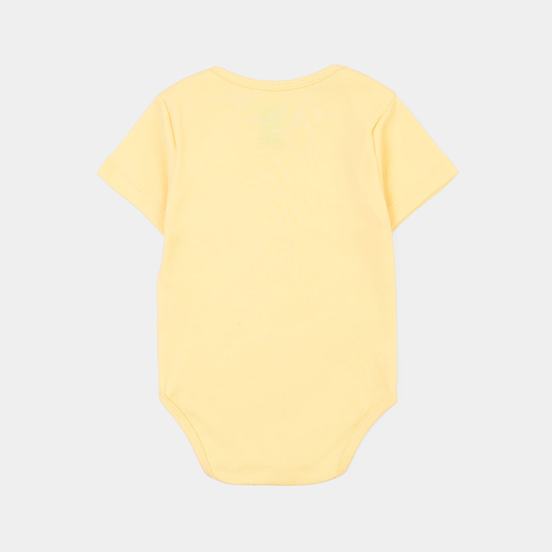 Infant Girls Cotton Interlock Basic Romper Cute & kind-Yellow