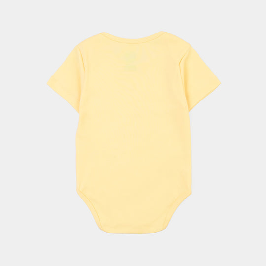 Infant Girls Cotton Interlock Basic Romper Cute & kind-Yellow