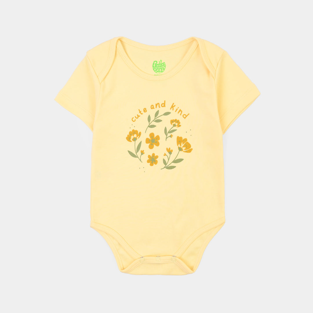 Infant Girls Cotton Interlock Basic Romper Cute & kind-Yellow