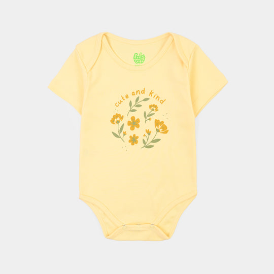Infant Girls Cotton Interlock Basic Romper Cute & kind-Yellow