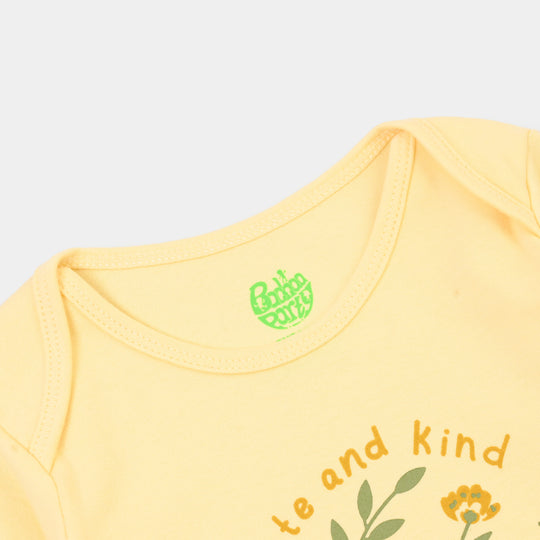 Infant Girls Cotton Interlock Basic Romper Cute & kind-Yellow