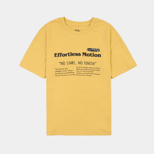 Boys Cotton Jersey T-Shirt Effortless Motion-Yellow
