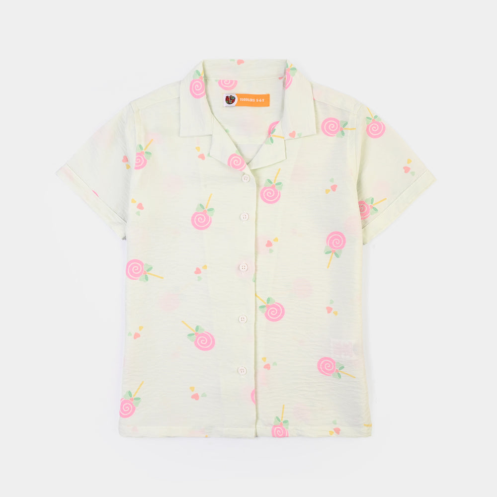 Girls Linen Viscose Nightwear-Heart & Bow