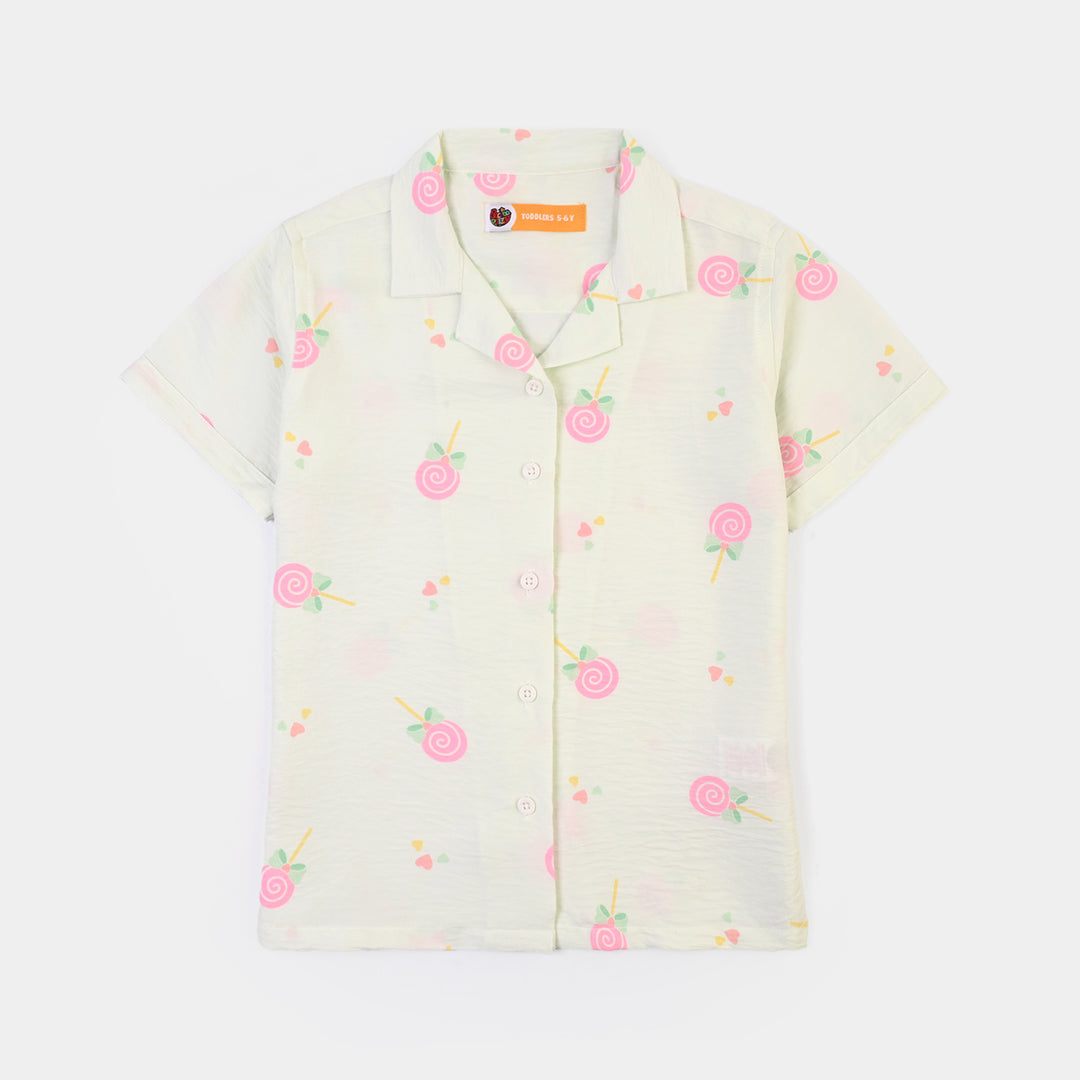 Girls Linen Viscose Nightwear-Heart & Bow