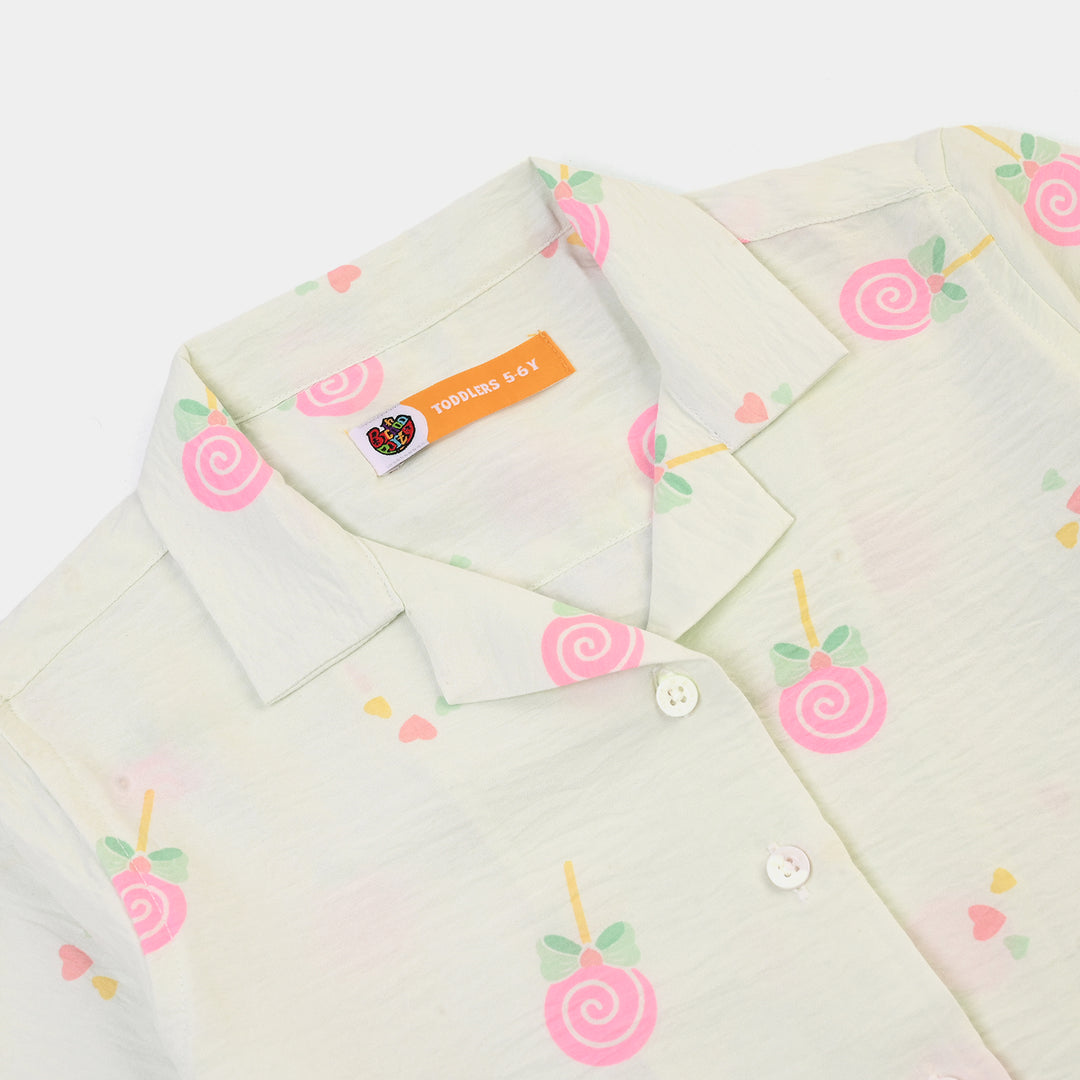 Girls Linen Viscose Nightwear-Heart & Bow