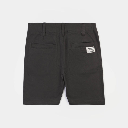 Boys Cotton Twill Short Funday-GREY