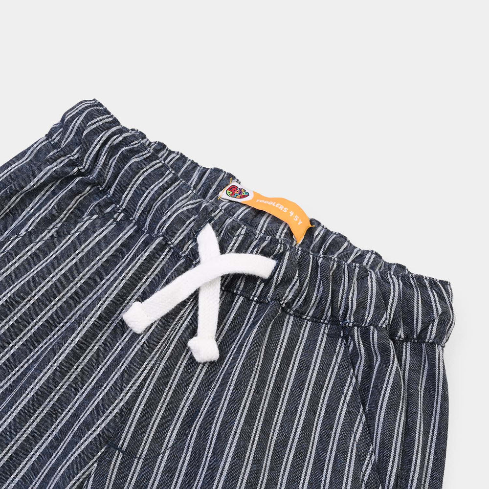 Boys Cotton Twill Short Navy Striper-Blue