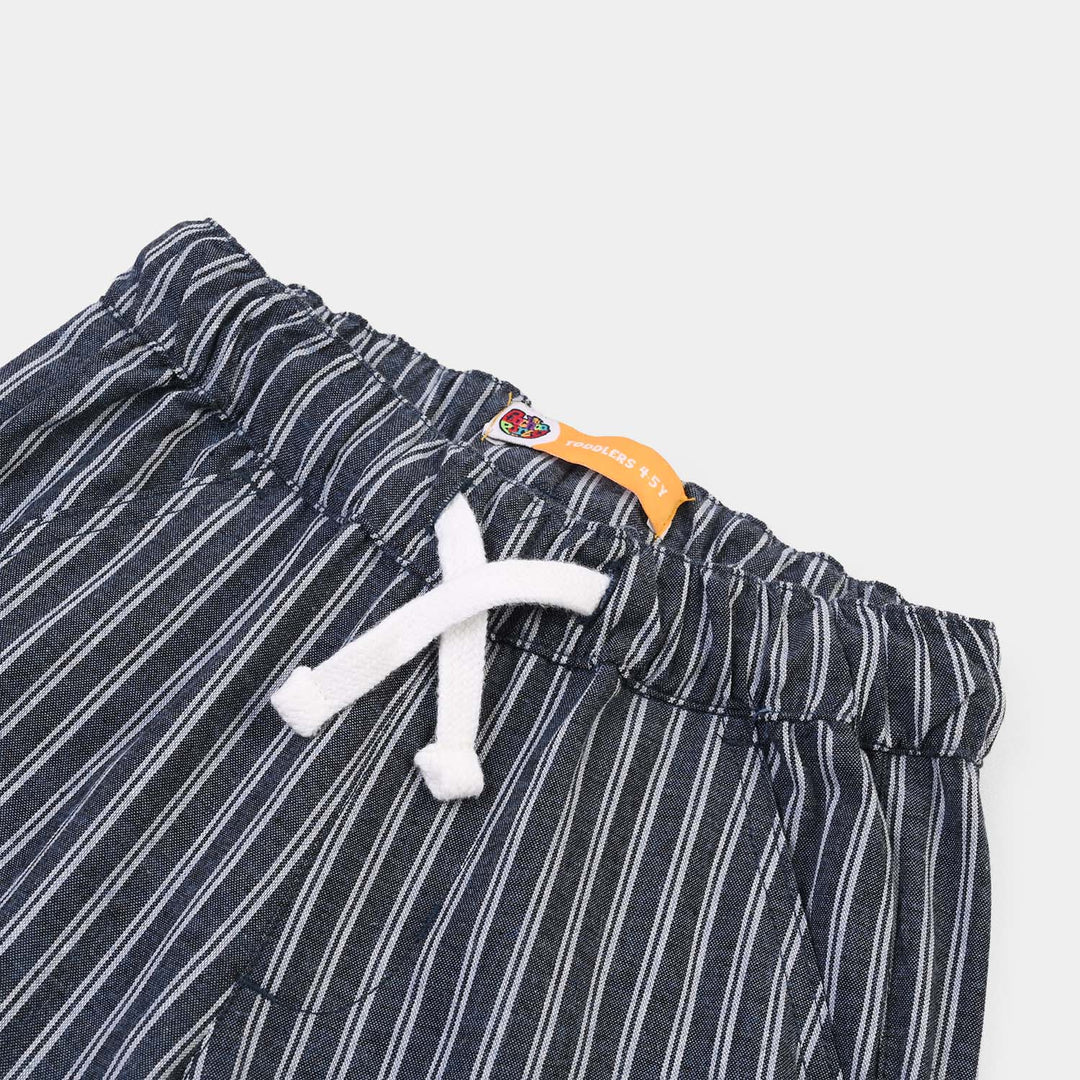 Boys Cotton Twill Short Navy Striper-Blue