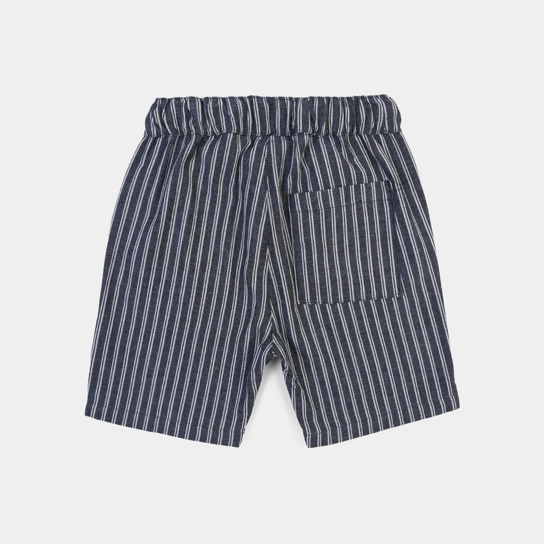 Boys Cotton Twill Short Navy Striper-Blue