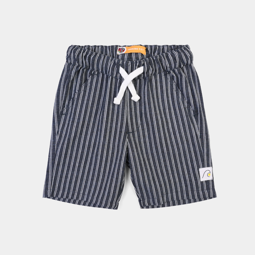 Boys Cotton Twill Short Navy Striper-Blue