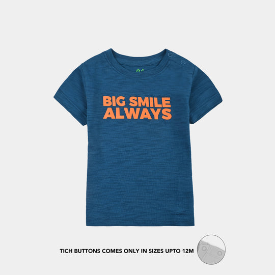 Infant Boys Slub Jersey T-Shirt Big Smile-BLUE