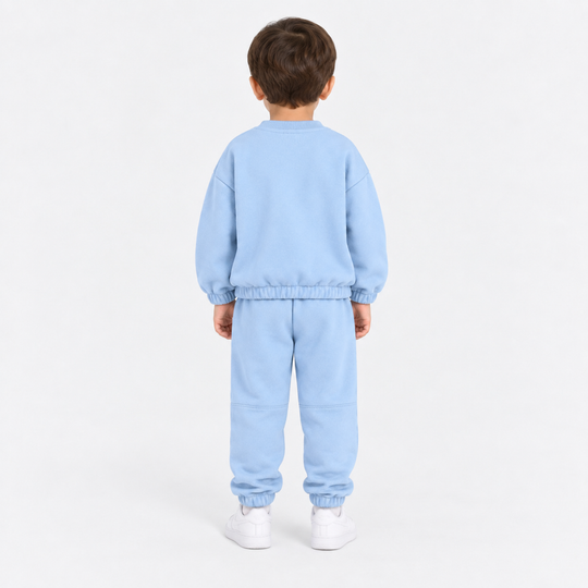 Infant Boys Cotton Terry 2 Piece Suit Sleep Repeat-Blue.Fog