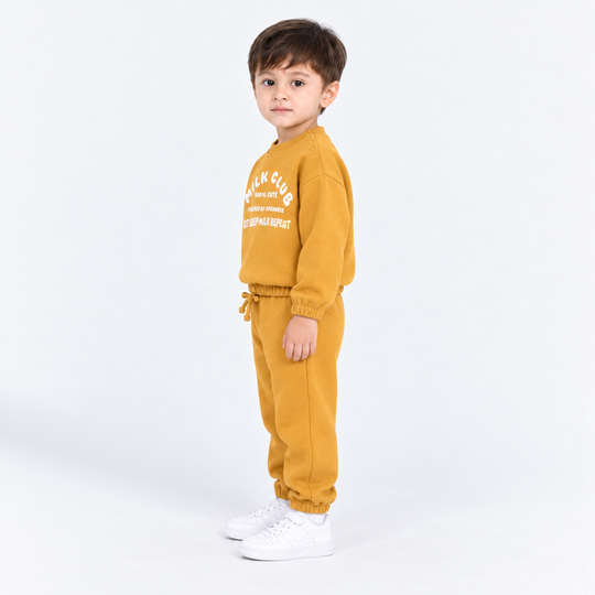 Infant Boys Cotton Terry 2 Piece Suit Milk Club-Yellow