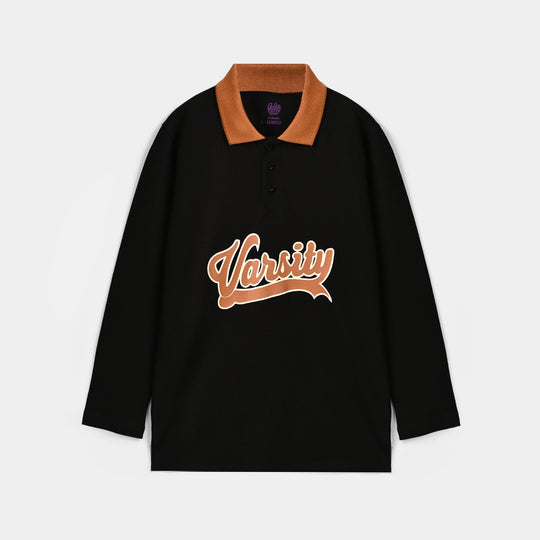 Boys Cotton Polo Varsity - BLACK