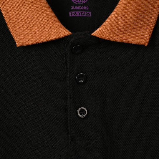 Boys Cotton Polo Varsity - BLACK