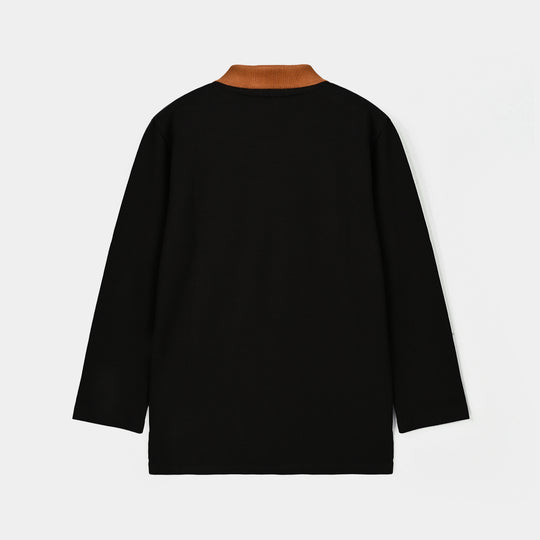 Boys Cotton Polo Varsity - BLACK
