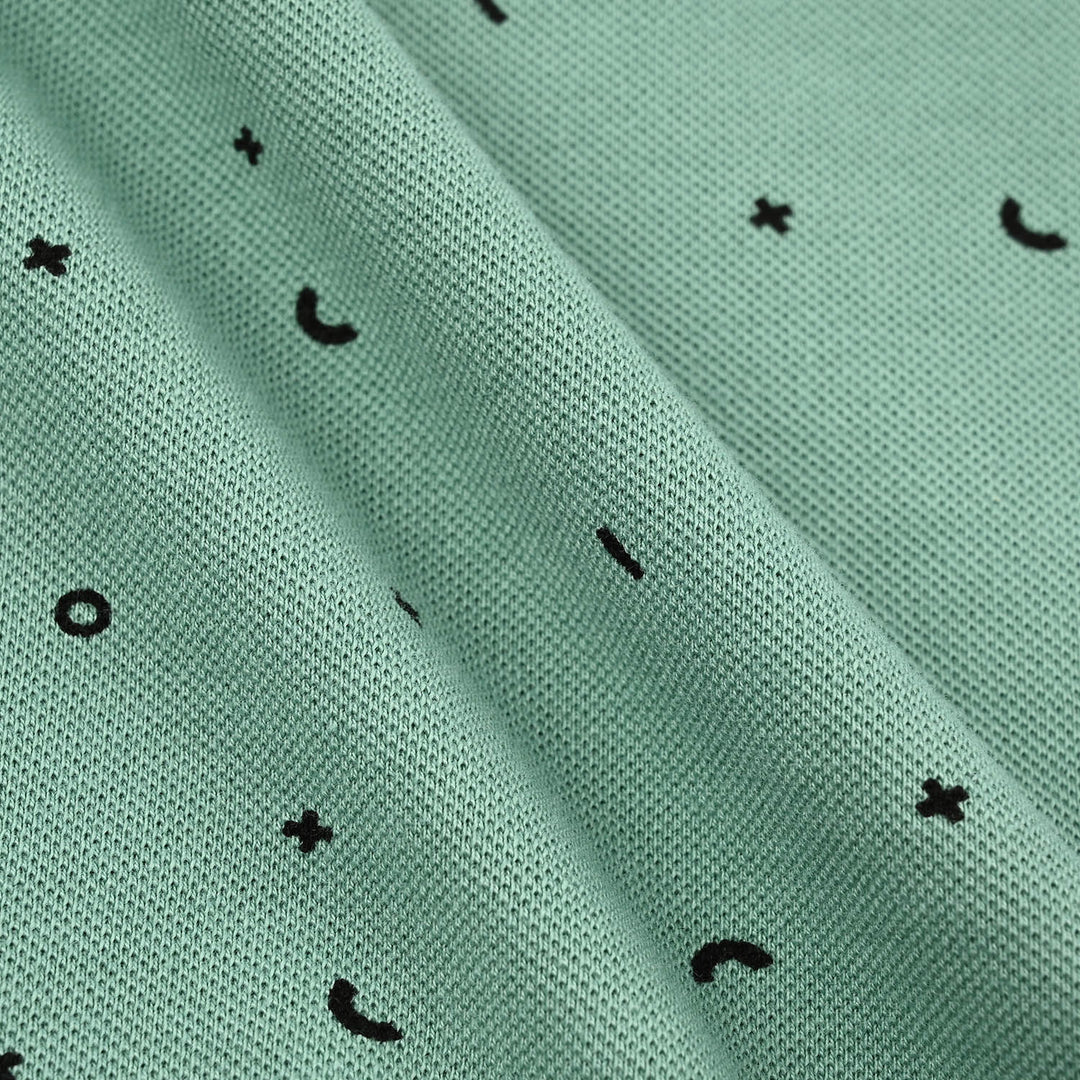 Boys Cotton Polo Printed - Sea Green