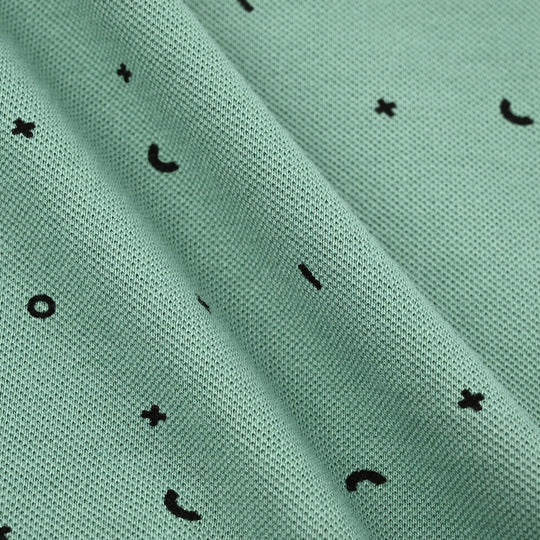 Boys Cotton Polo Printed - Sea Green