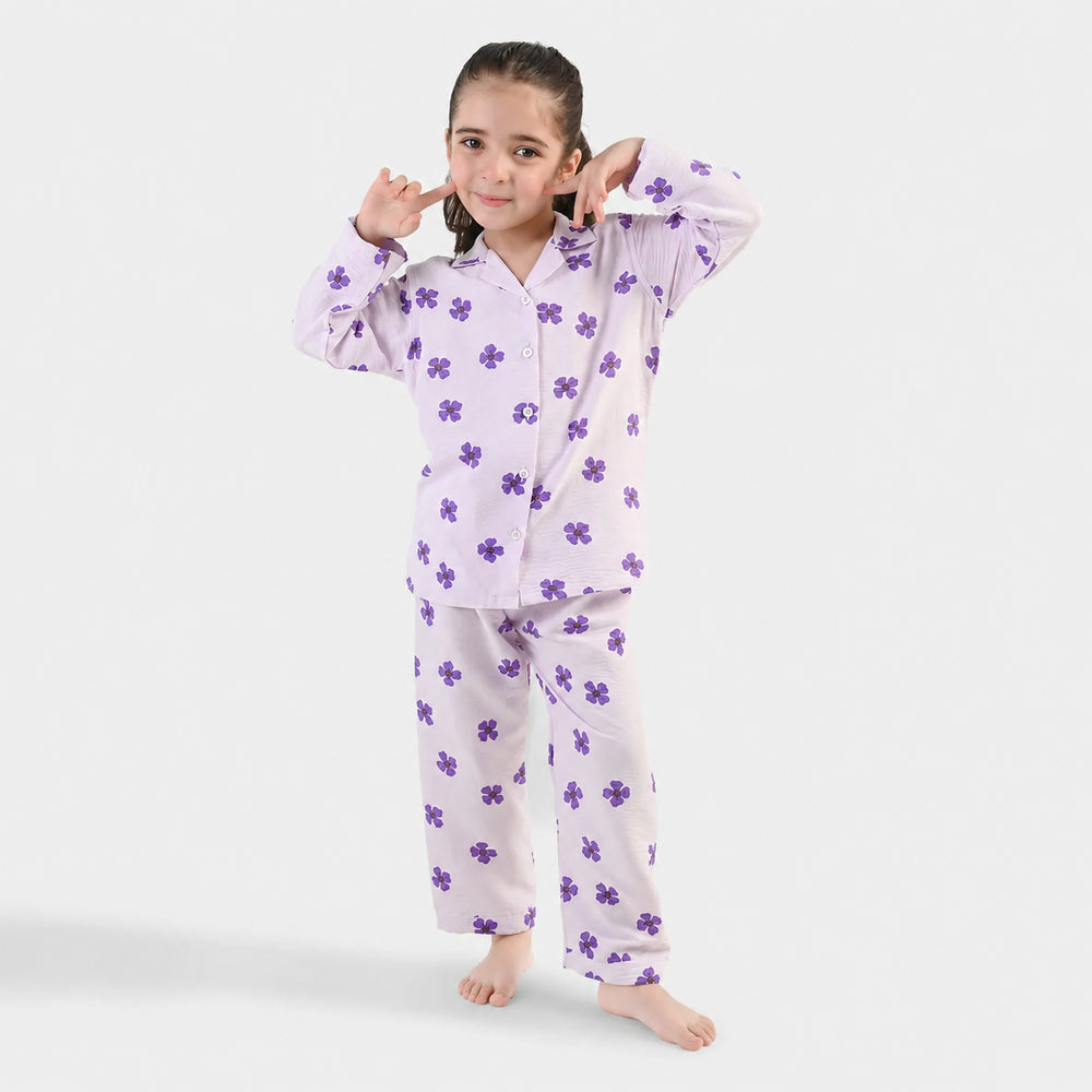 Girls Linen Viscose Nightwear- Lilly Lilac