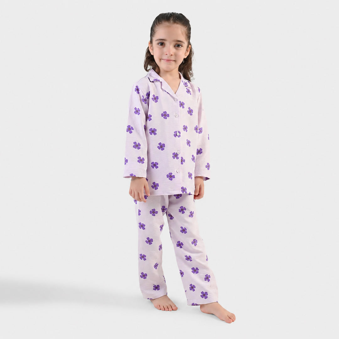 Girls Linen Viscose Nightwear- Lilly Lilac