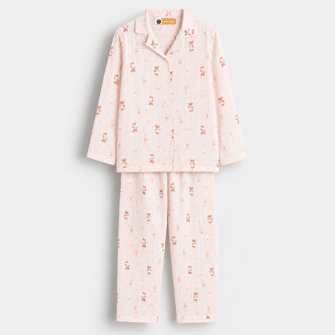 Girls Linen Viscose Nightwear Teddy - Off White