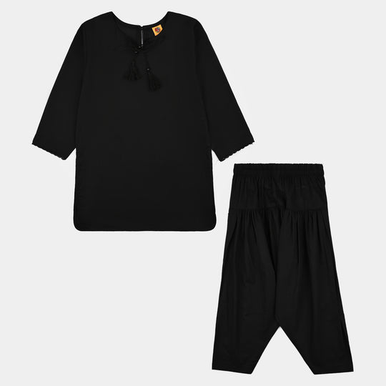 Girls Cotton 2Pcs Basic-Black