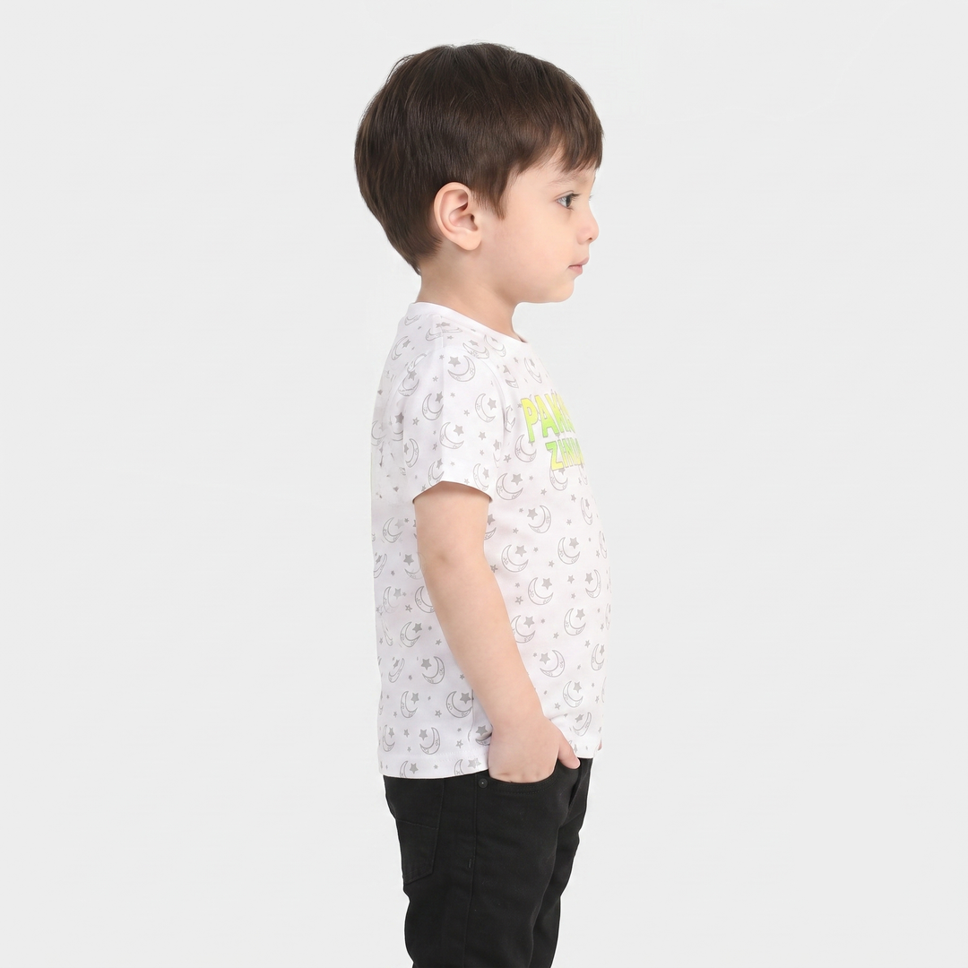 Infant Boys Cotton Jersey T-Shirt Pakistan Zindabad-White