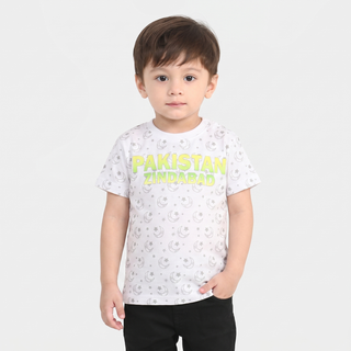 Infant Boys Cotton Jersey T-Shirt Pakistan Zindabad-White