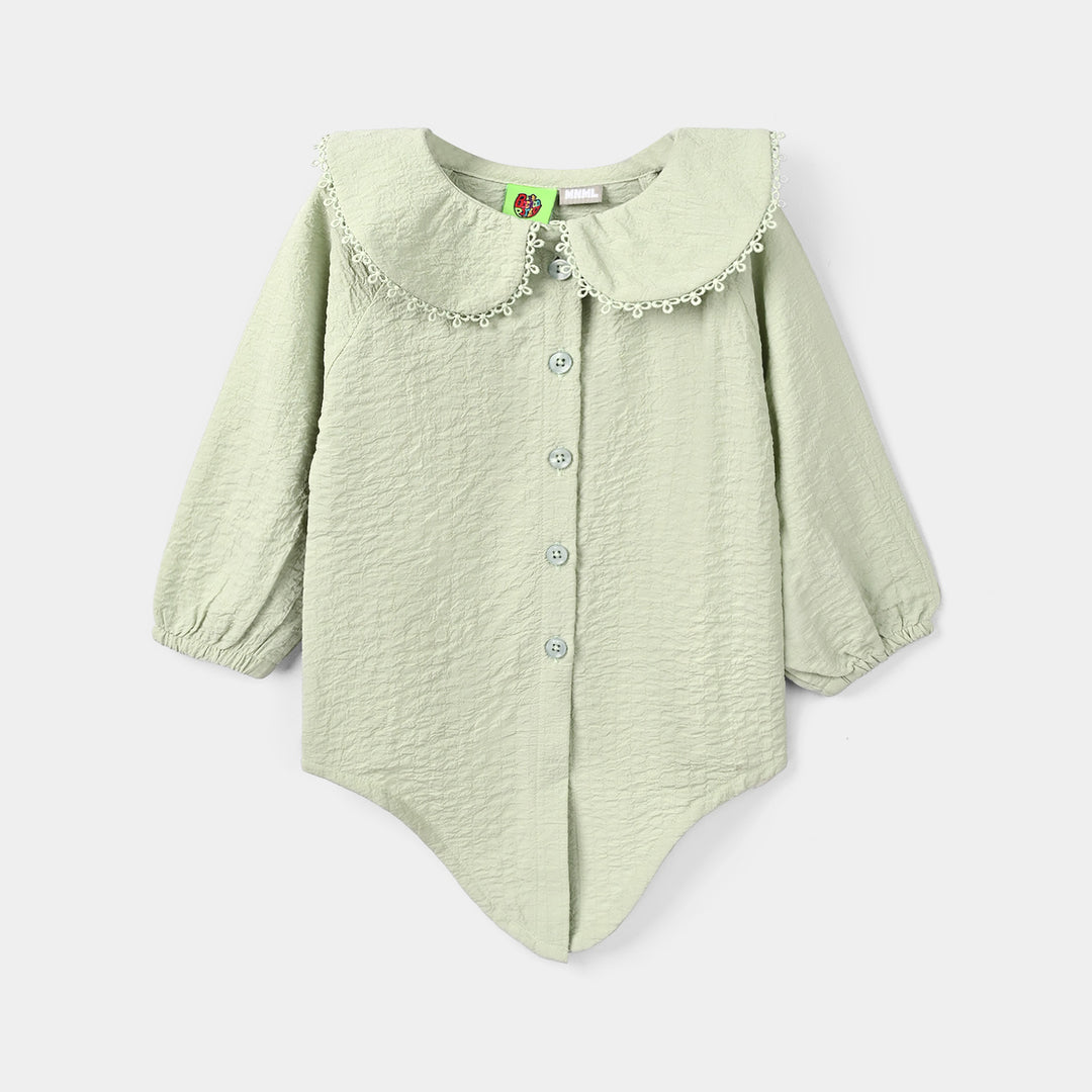 Infant Girls Poly Crinkle Casual Top Knot-GREEN