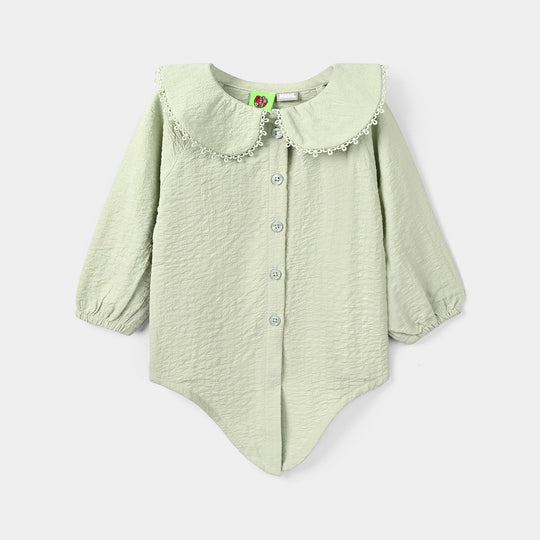 Infant Girls Poly Crinkle Casual Top Knot-GREEN