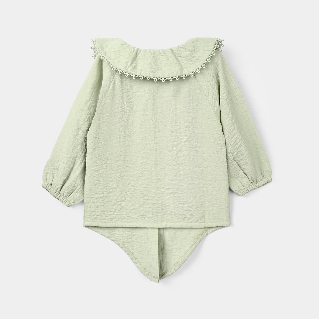 Infant Girls Poly Crinkle Casual Top Knot-GREEN