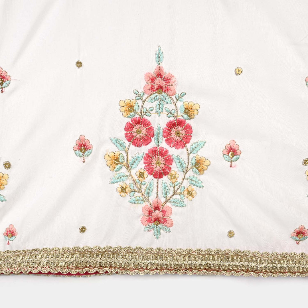Girls Raw Silk 4Pcs Aafreen-Off White
