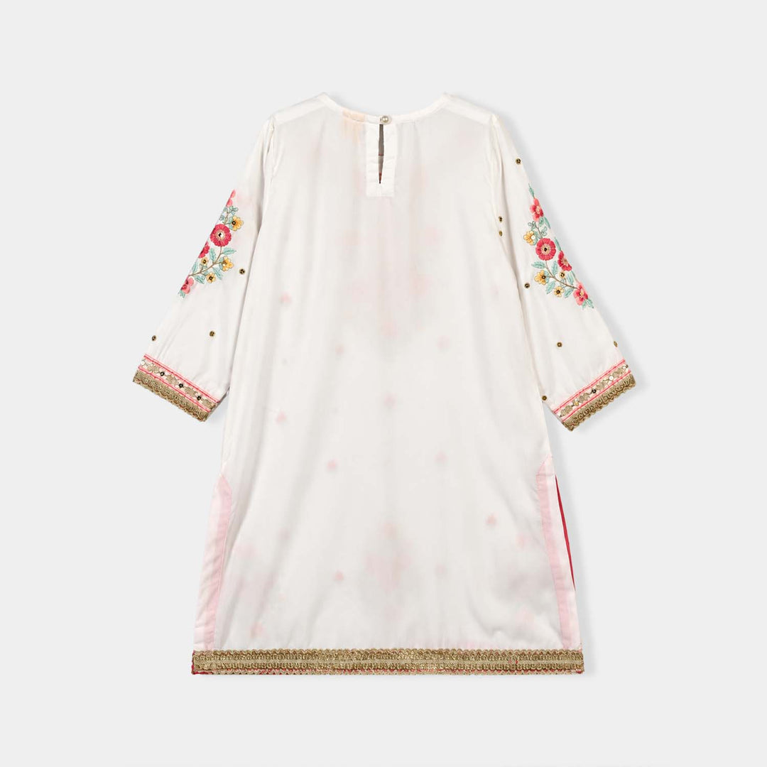 Girls Raw Silk 4Pcs Aafreen-Off White
