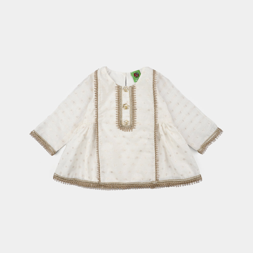 Infant Girls Raw Silk 3 Pcs Chandni - Off White