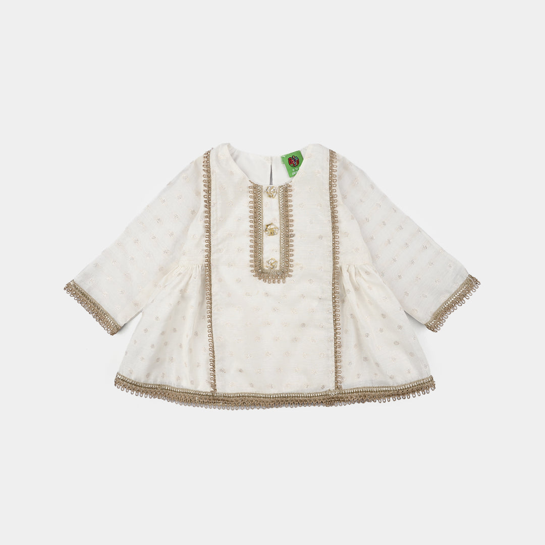 Infant Girls Raw Silk 3 Pcs Chandni - Off White
