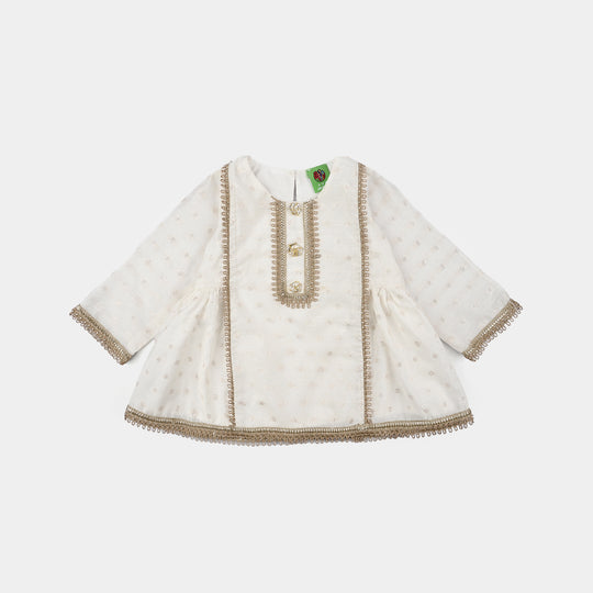 Infant Girls Raw Silk 3 Pcs Chandni - Off White