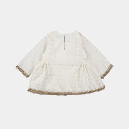 Infant Girls Raw Silk 3 Pcs Chandni - Off White