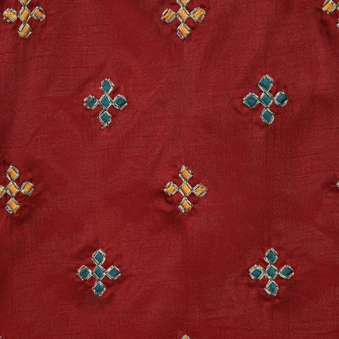 Girls Raw Silk 2 Pcs Little Desi - Red