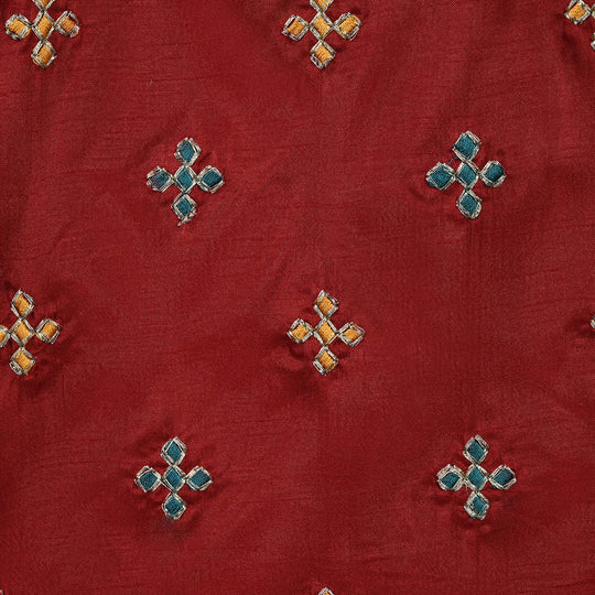 Girls Raw Silk 2 Pcs Little Desi - Red