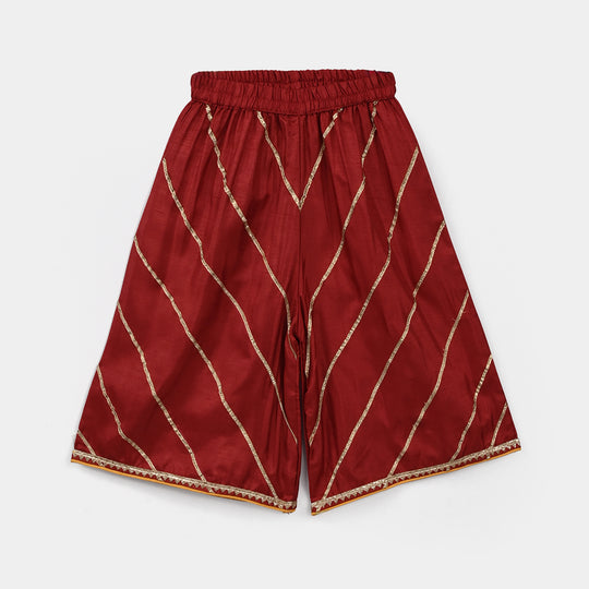 Girls Raw Silk 2 Pcs Little Desi - Red