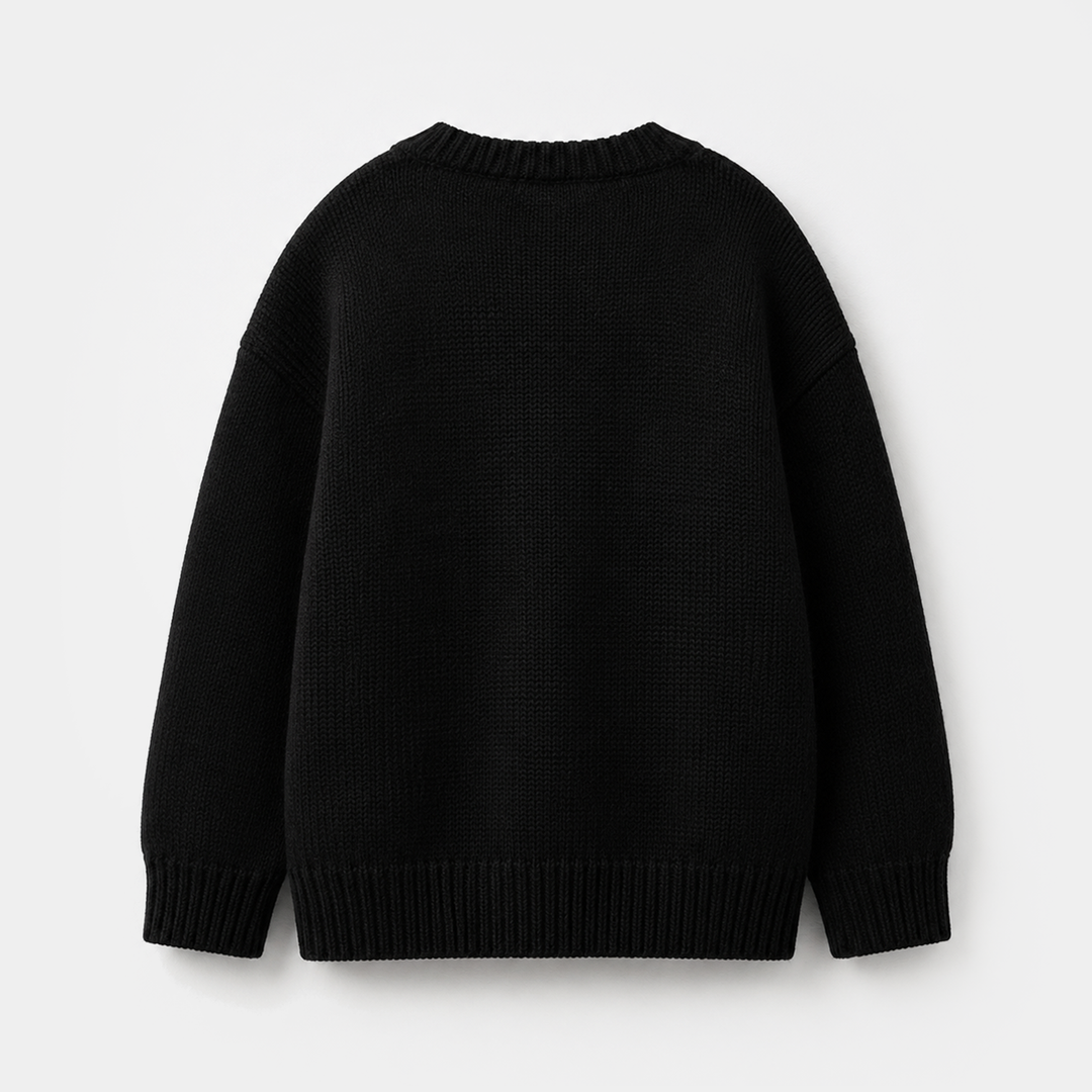Girls Cotton Sweater Stars - Black