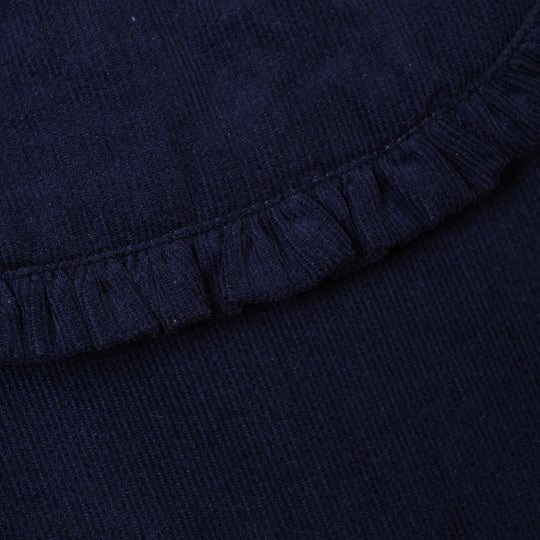 Girls Corduroy Emb Casual Frock Carbon-Navy Blue
