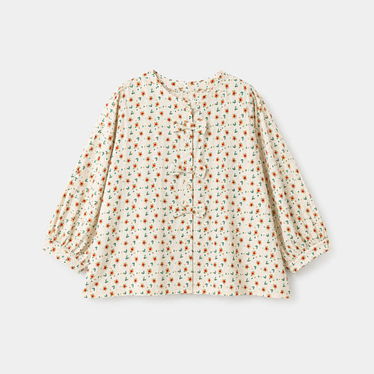 Girls Poly Cotton Casual Top Spiral- Off White
