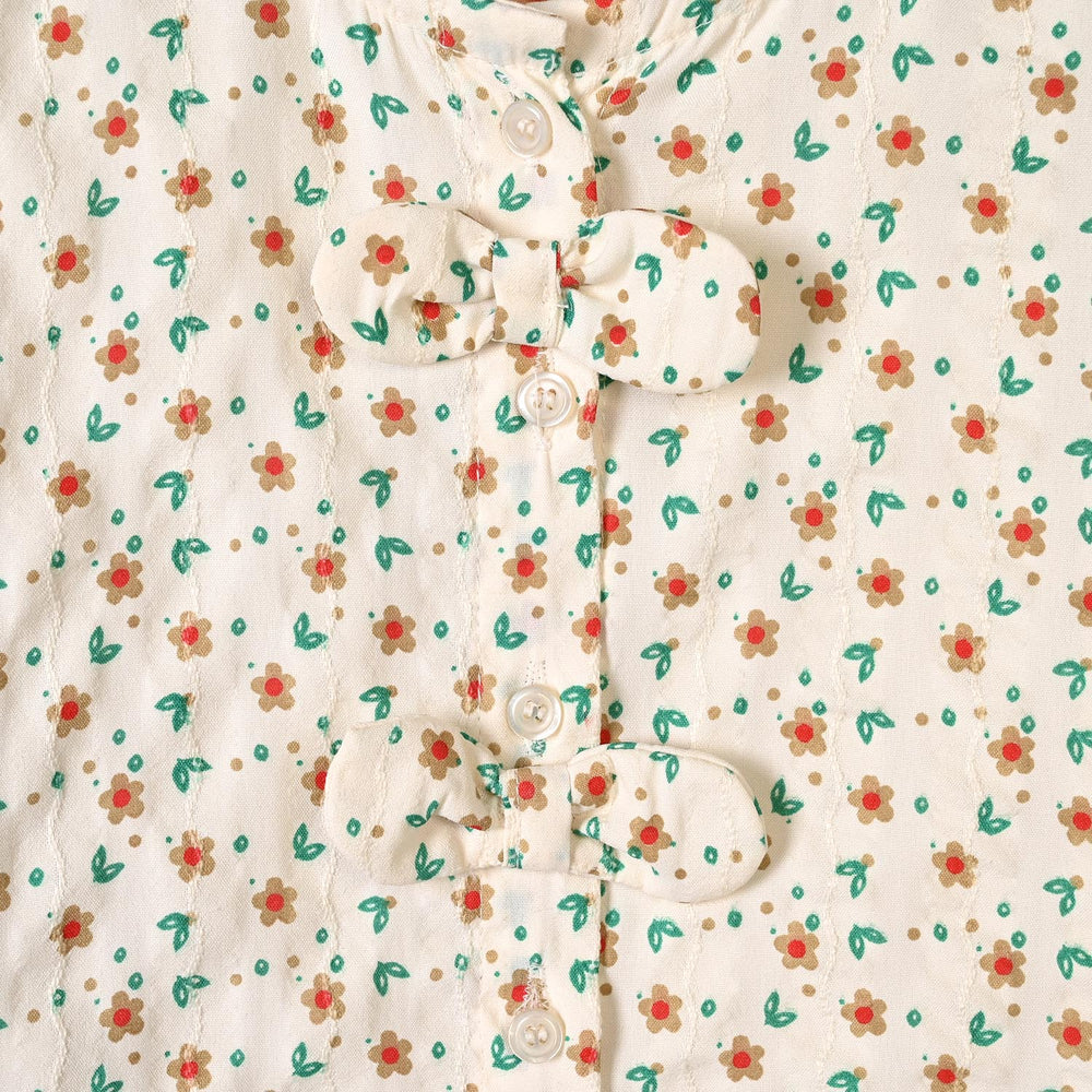 Girls Poly Cotton Casual Top Spiral- Off White