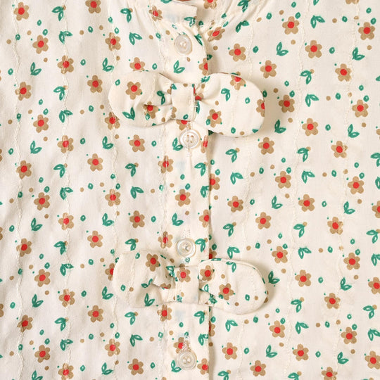 Girls Poly Cotton Casual Top Spiral- Off White
